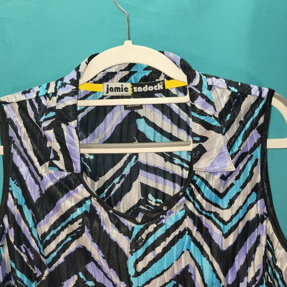 Jamie Sadock Womens Sleeveless Collared Top Size S 100% Polyester Multicolor - Picture 2 of 9